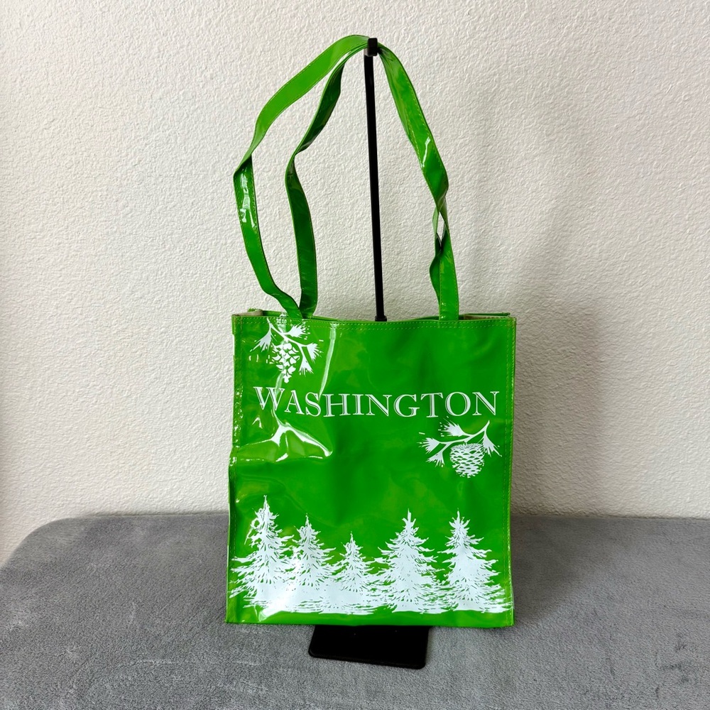 NEW WASHINGTON dual handled vinyl Green tote bag Shoulder Bag